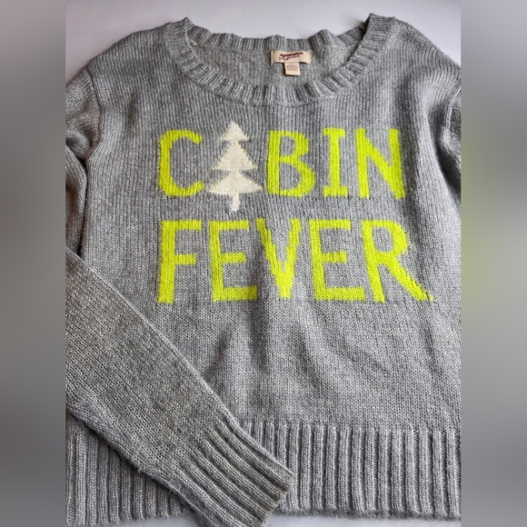 Arizona Jean Company Sweaters - Arizona Size S Cabin Fever Sequin Winter Tree Sweater Fall Gray 2915-U